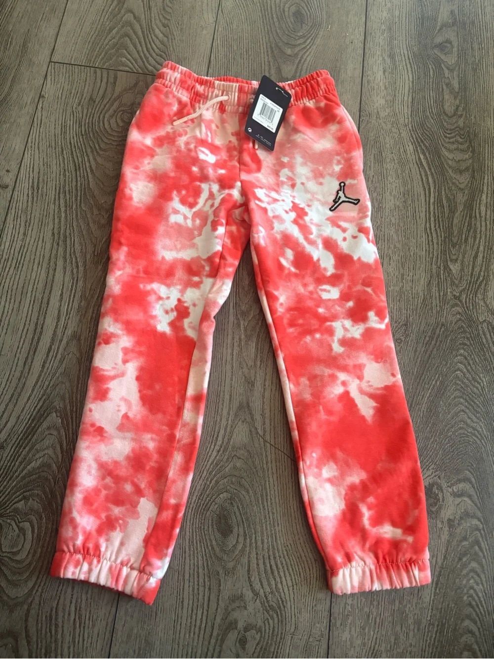 Jordan Kids Red and White Tie-Dye Joggers